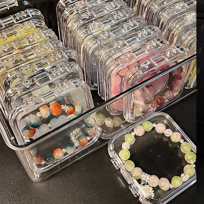 Kézzel készített tárolódoboz karkötő nyaklánc ékszer wenwan kristály porálló speciális kis átlátszó akril ékszerdoboz