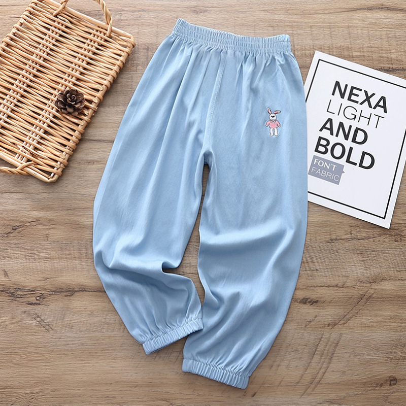 Gyermek szúnyogriasztó nadrág, nyári vékony fiú és lány ruházat, baba szabadtéri nyári hétköznapi nadrág, jég selyem farmer