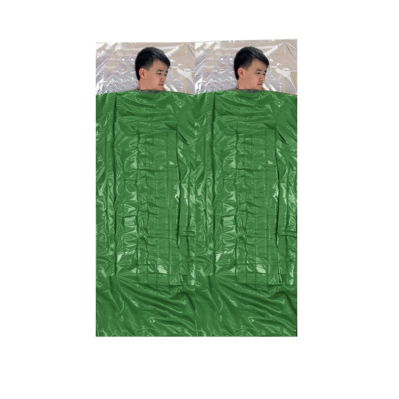 Pārrobežu āra guļammaiss pret temperatūras zudumu PE alumīnija plēves sporta pirmās palīdzības telts dubultais guļammaiss silts karstās presēšanas avārijas guļammaiss