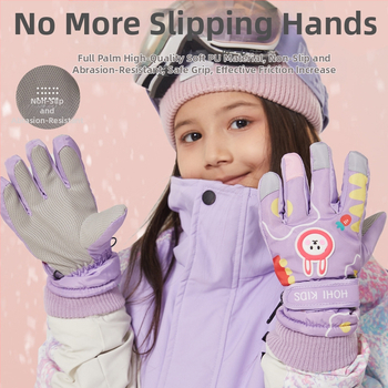 Gamintojo paruoštos zuikio formos vaikiškos slidinėjimo pirštinės žieminėms mergaitėms ir berniukams, atsparios vandeniui ir šalčiui, plius aksominė sutankinta medvilnė su „Heattech“ technologija