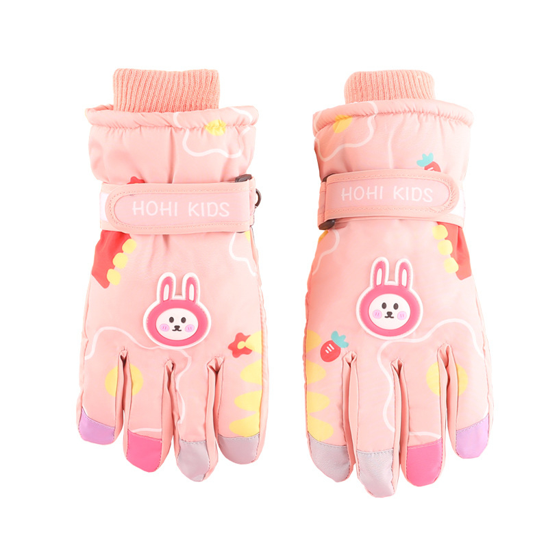 Gamintojo paruoštos zuikio formos vaikiškos slidinėjimo pirštinės žieminėms mergaitėms ir berniukams, atsparios vandeniui ir šalčiui, plius aksominė sutankinta medvilnė su „Heattech“ technologija