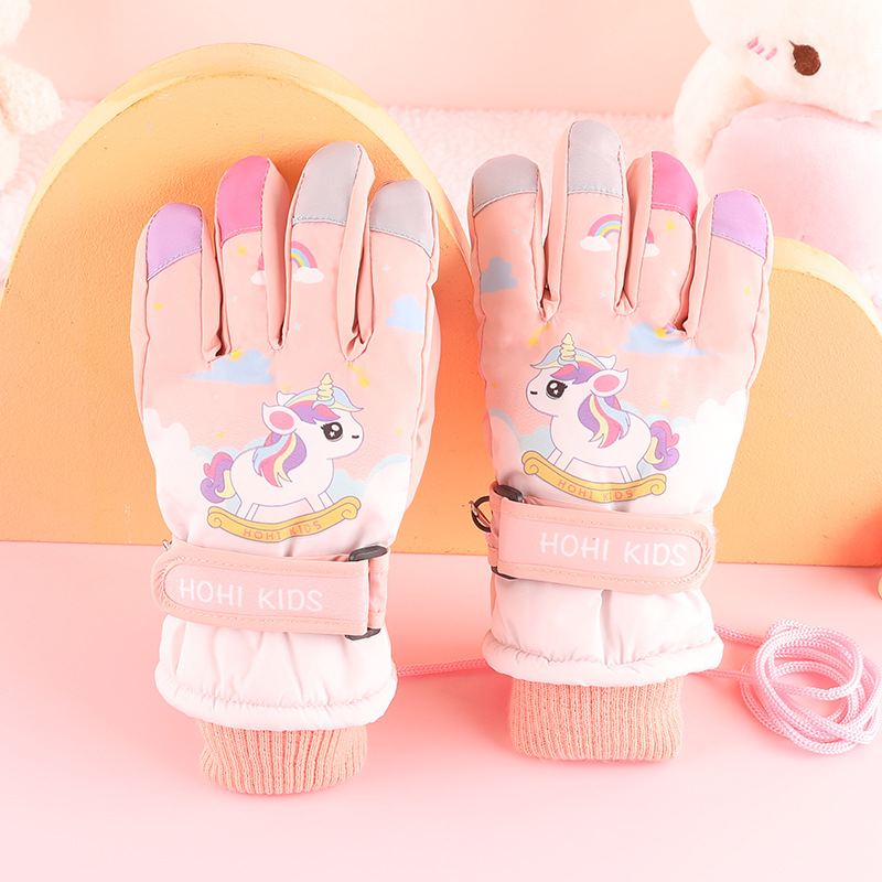 Gamintojo paruoštos zuikio formos vaikiškos slidinėjimo pirštinės žieminėms mergaitėms ir berniukams, atsparios vandeniui ir šalčiui, plius aksominė sutankinta medvilnė su „Heattech“ technologija