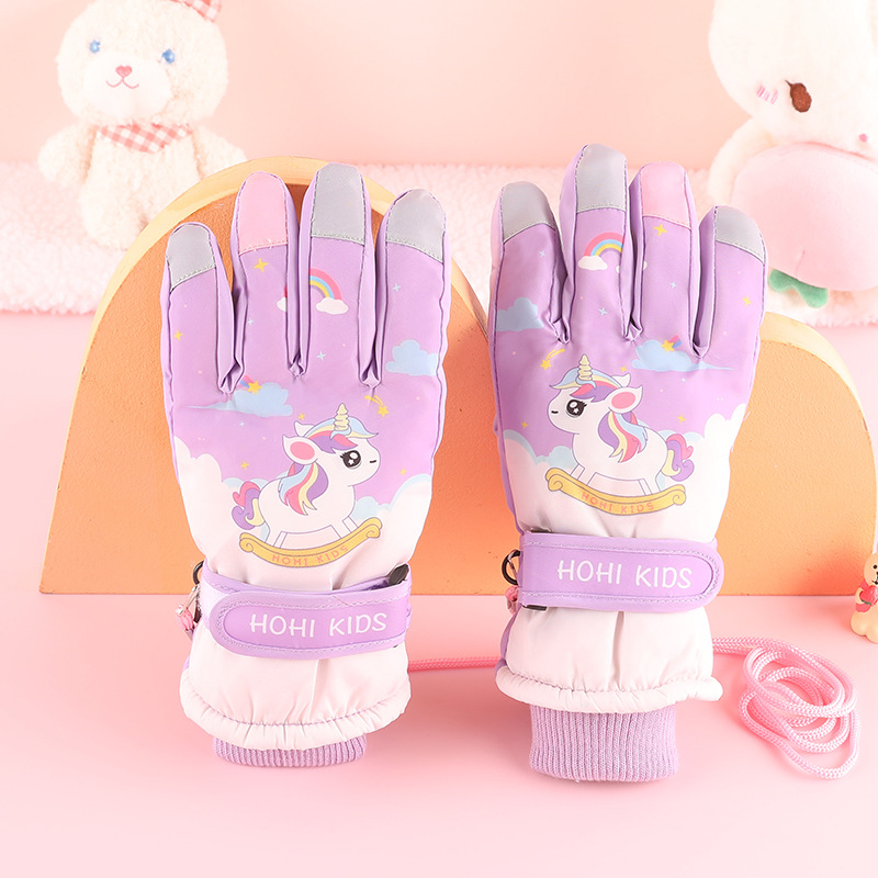 Gamintojo paruoštos zuikio formos vaikiškos slidinėjimo pirštinės žieminėms mergaitėms ir berniukams, atsparios vandeniui ir šalčiui, plius aksominė sutankinta medvilnė su „Heattech“ technologija