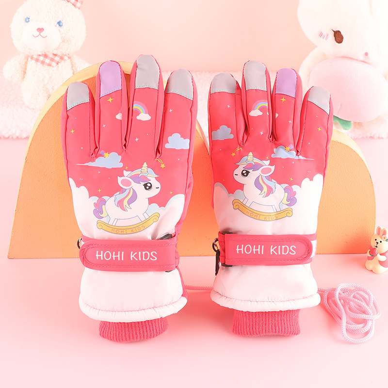 Gamintojo paruoštos zuikio formos vaikiškos slidinėjimo pirštinės žieminėms mergaitėms ir berniukams, atsparios vandeniui ir šalčiui, plius aksominė sutankinta medvilnė su „Heattech“ technologija