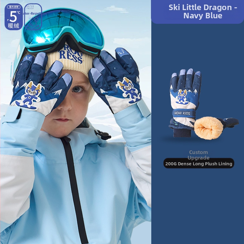 Gamintojo paruoštos zuikio formos vaikiškos slidinėjimo pirštinės žieminėms mergaitėms ir berniukams, atsparios vandeniui ir šalčiui, plius aksominė sutankinta medvilnė su „Heattech“ technologija