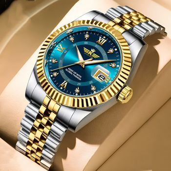 Uus tipptasemel trendikas mood meeste kalendriga terasest vööga käekell elegantne vabaaja meeste käekell piiriülene kuum müük