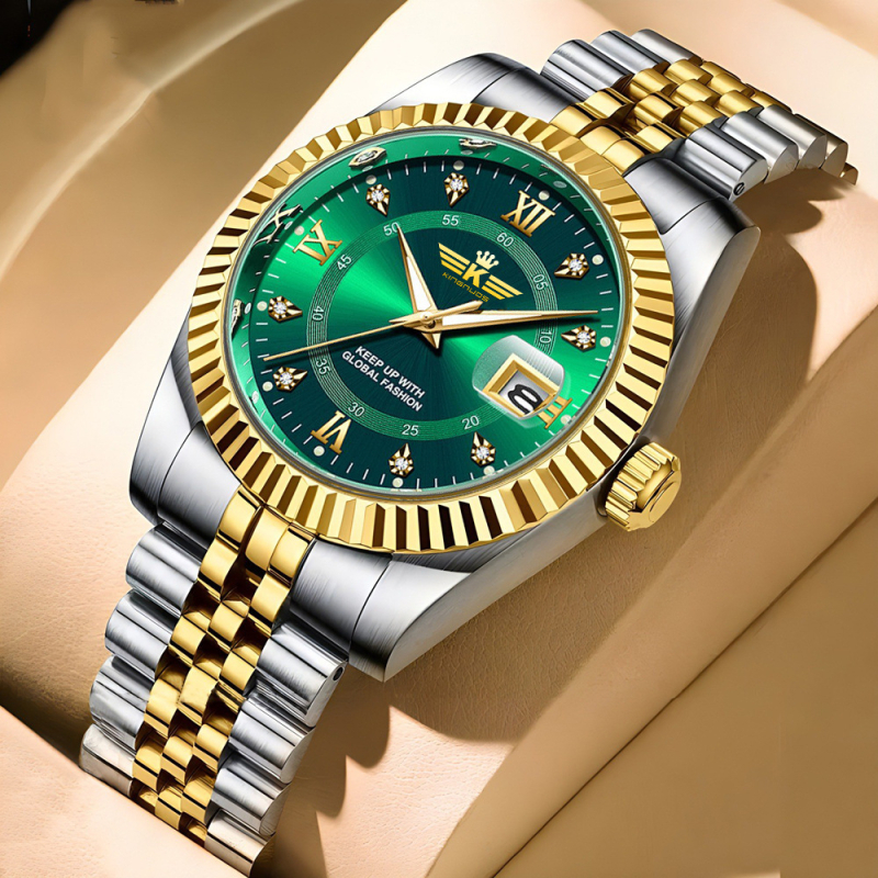 Uus tipptasemel trendikas mood meeste kalendriga terasest vööga käekell elegantne vabaaja meeste käekell piiriülene kuum müük