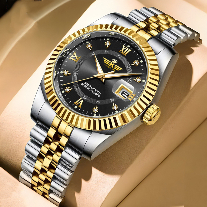 Uus tipptasemel trendikas mood meeste kalendriga terasest vööga käekell elegantne vabaaja meeste käekell piiriülene kuum müük