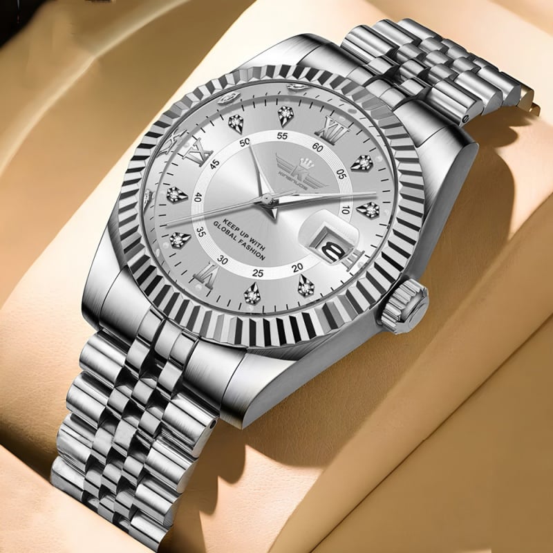 Uus tipptasemel trendikas mood meeste kalendriga terasest vööga käekell elegantne vabaaja meeste käekell piiriülene kuum müük