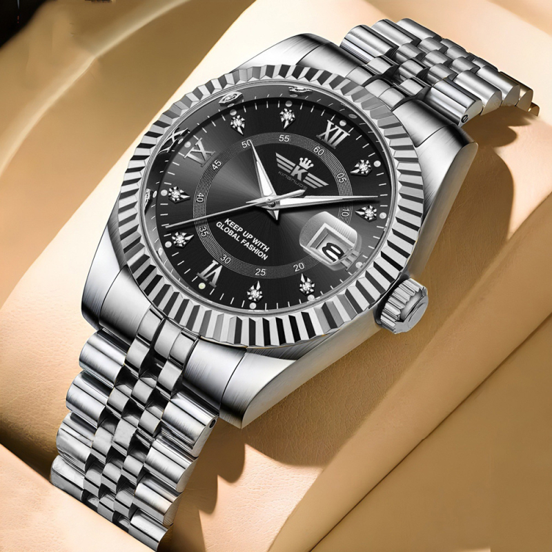 Uus tipptasemel trendikas mood meeste kalendriga terasest vööga käekell elegantne vabaaja meeste käekell piiriülene kuum müük