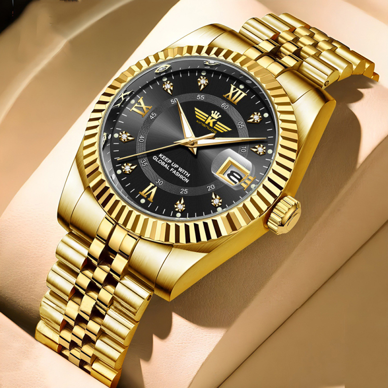 Uus tipptasemel trendikas mood meeste kalendriga terasest vööga käekell elegantne vabaaja meeste käekell piiriülene kuum müük