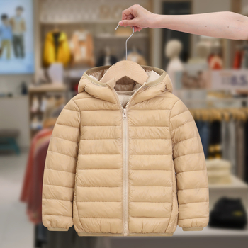 Νέο παιδικό ελαφρύ και μεγάλο μπουφάν με κουκούλα από πούπουλο και βαμβάκι για παιδιά, αγόρια και κορίτσια, χειμερινά παιδικά ρούχα, μπουφάν με βαμβάκι
