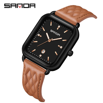 Sanda Casual Retro Plaid Belt Quartz Watch Damski Niche Calendar Silicone Belt Damski Watch Source Manufacturer Tree