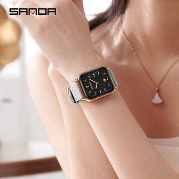 Sanda Casual Retro Plaid Belt Quartz Watch Γυναικείο Ρολόι με Ζώνη Σιλικόνης και Ημερολόγιο, Γυναικείο Ρολόι Χονδρικής