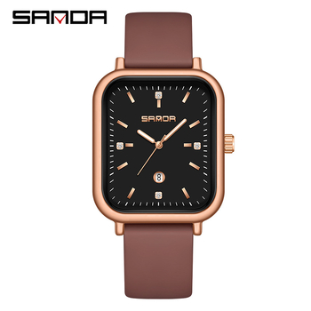 Sanda Casual Retro Plaid Belt Quartz Watch Γυναικείο Ρολόι με Ζώνη Σιλικόνης και Ημερολόγιο, Γυναικείο Ρολόι Χονδρικής