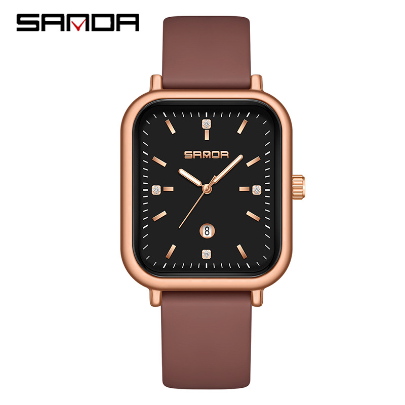 Sanda Casual Retro Plaid Belt Quartz Watch Damski Niche Calendar Silicone Belt Damski Watch Source Manufacturer Tree