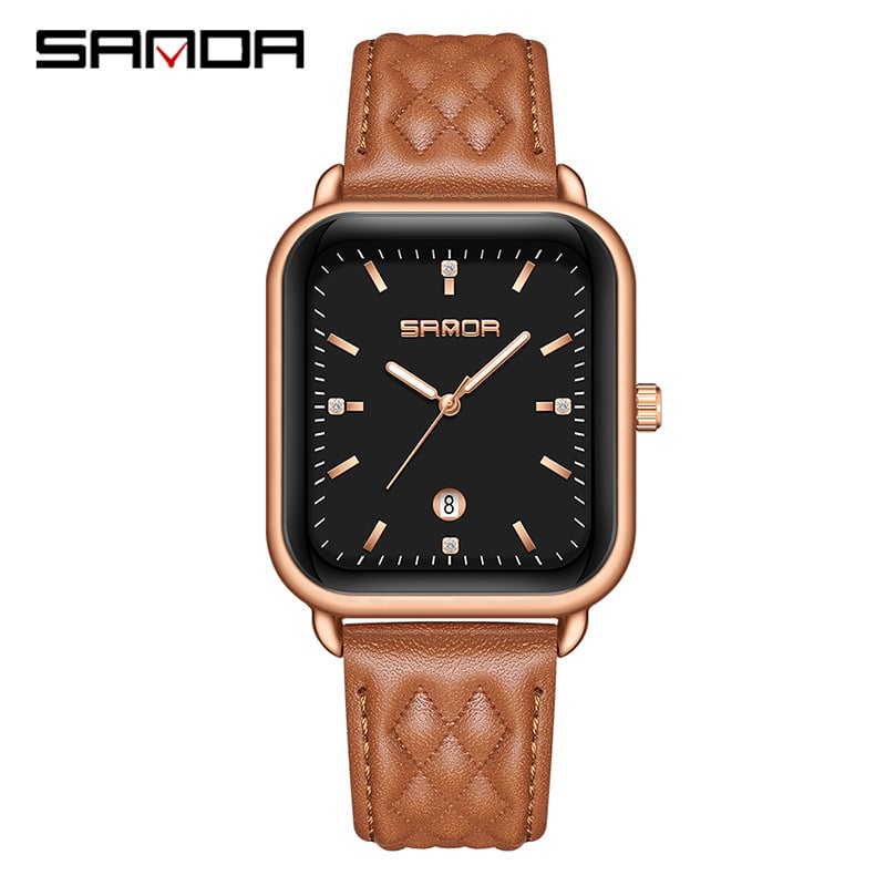 Sanda Casual Retro Plaid Belt Quartz Watch Damski Niche Calendar Silicone Belt Damski Watch Source Manufacturer Tree
