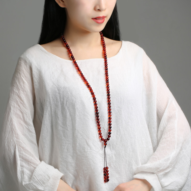 Proizvođač veleprodaje burmanskih krvavih jantara druge generacije 108 perli od pčelinjeg voska s više krugova za muškarce i žene, okrugle perle, narukvica od jantarnog lanca