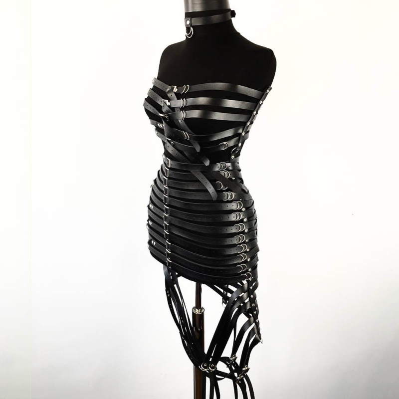 Sujungta aptempta kūno dirželiu kostiumo suknelė Naktiniai drabužiai Odiniai reikmenys Tuščiaviduriai jaunimo naktinukai