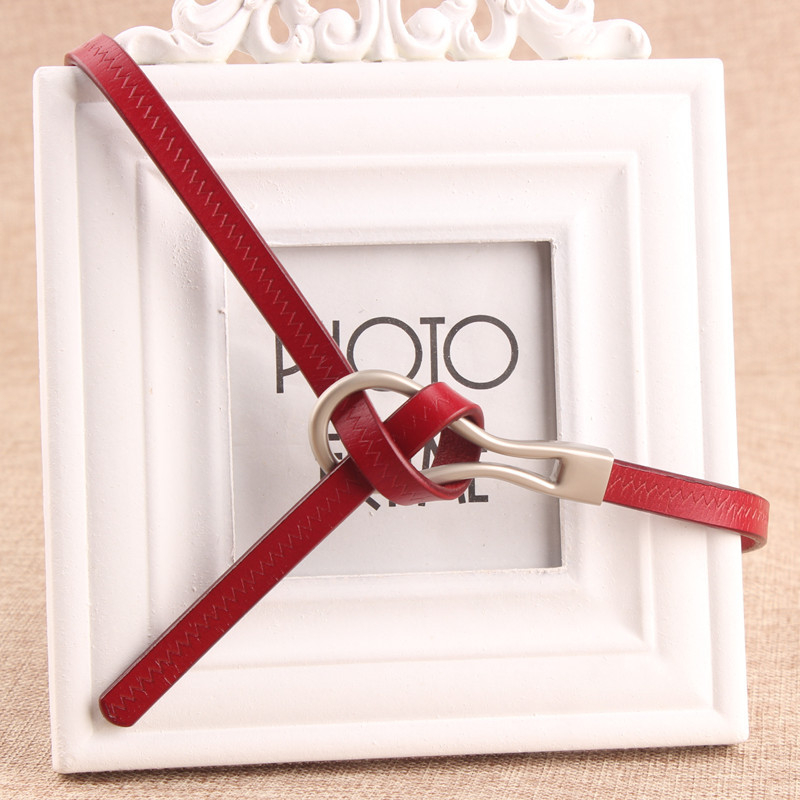 Loomanahast vöö, naiste vöö, moodne universaalne ehtsast nahast õhuke vöö õhukese kaunistusega ja villase kleidi stiilis