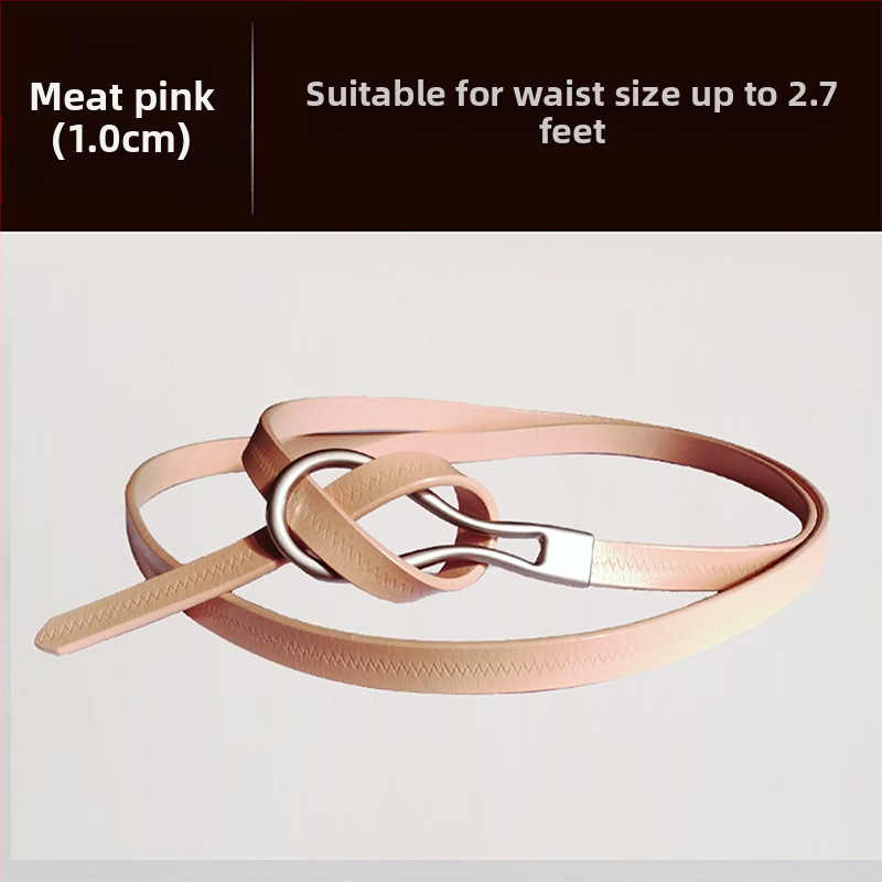 Loomanahast vöö, naiste vöö, moodne universaalne ehtsast nahast õhuke vöö õhukese kaunistusega ja villase kleidi stiilis
