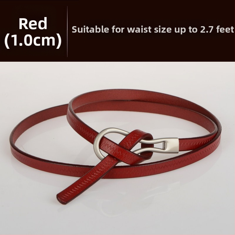 Loomanahast vöö, naiste vöö, moodne universaalne ehtsast nahast õhuke vöö õhukese kaunistusega ja villase kleidi stiilis