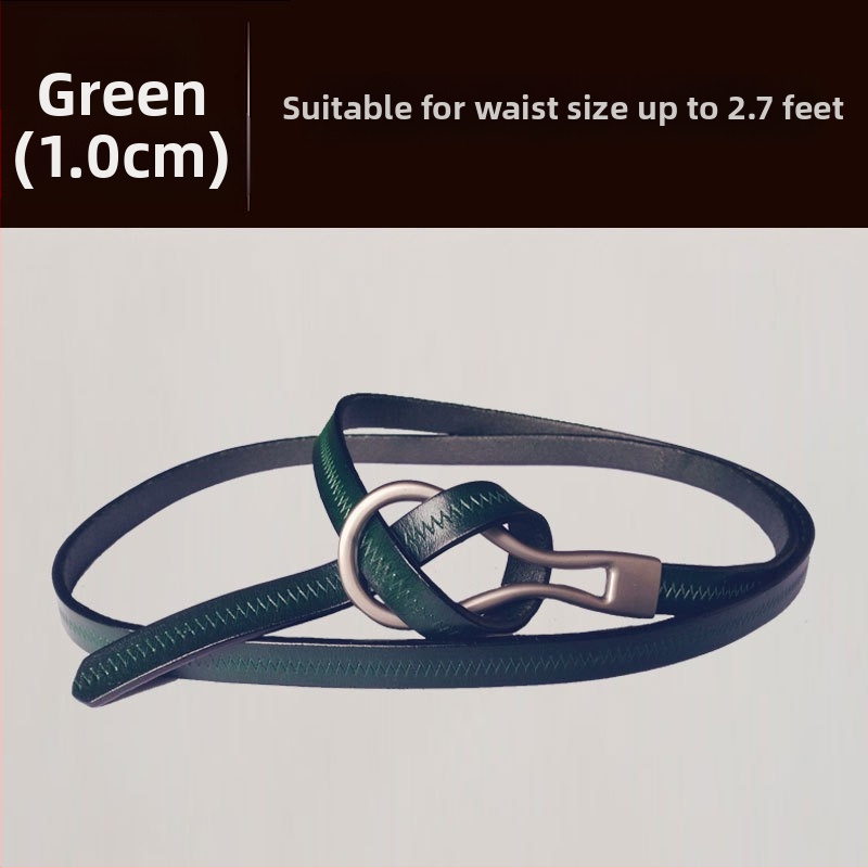 Loomanahast vöö, naiste vöö, moodne universaalne ehtsast nahast õhuke vöö õhukese kaunistusega ja villase kleidi stiilis