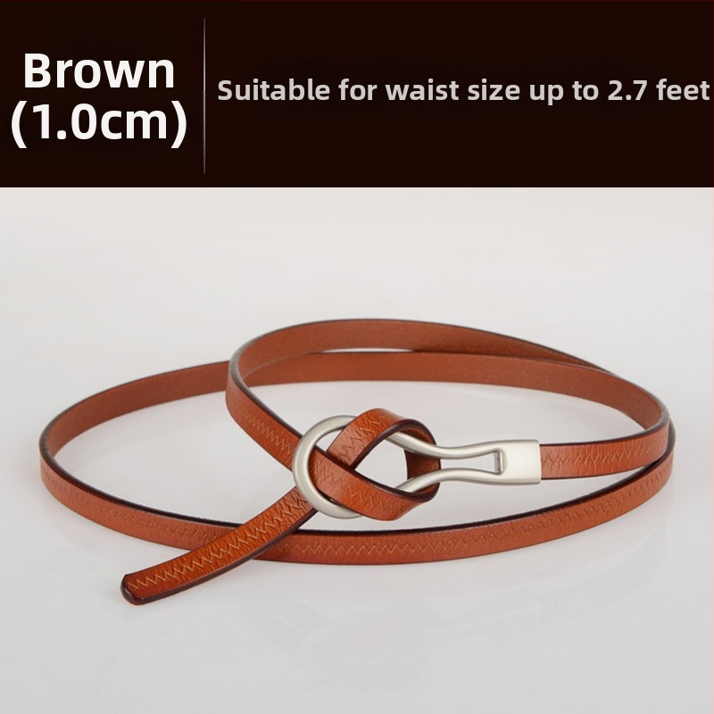 Loomanahast vöö, naiste vöö, moodne universaalne ehtsast nahast õhuke vöö õhukese kaunistusega ja villase kleidi stiilis