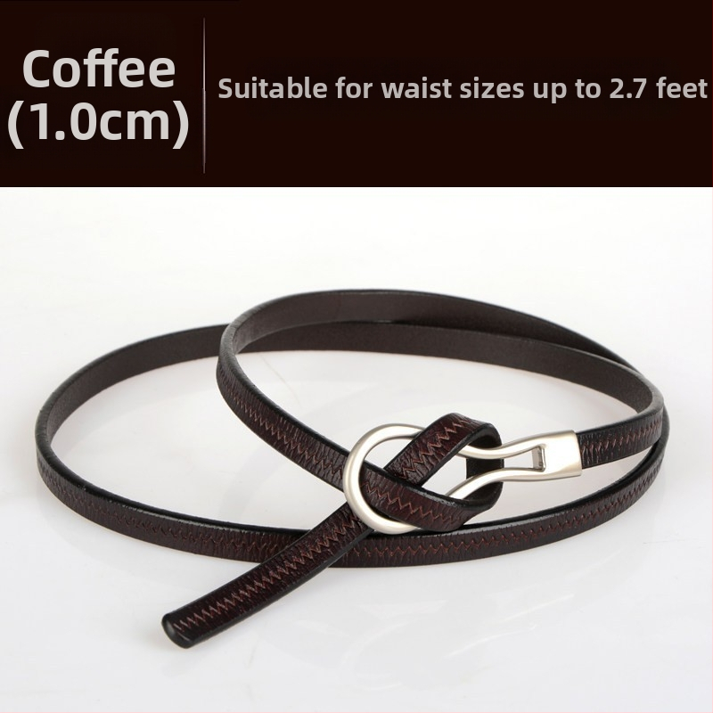 Loomanahast vöö, naiste vöö, moodne universaalne ehtsast nahast õhuke vöö õhukese kaunistusega ja villase kleidi stiilis