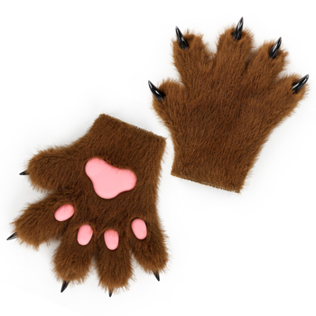 Piiriülesed Halloweeni plush-kassikäpa karusnahast kindad Cosplay koomiksinäituse kassikäpa rekvisiidid karusnahast loomakäpa käed