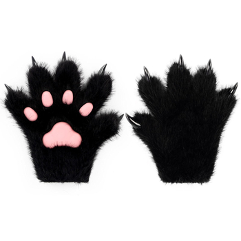 Piiriülesed Halloweeni plush-kassikäpa karusnahast kindad Cosplay koomiksinäituse kassikäpa rekvisiidid karusnahast loomakäpa käed