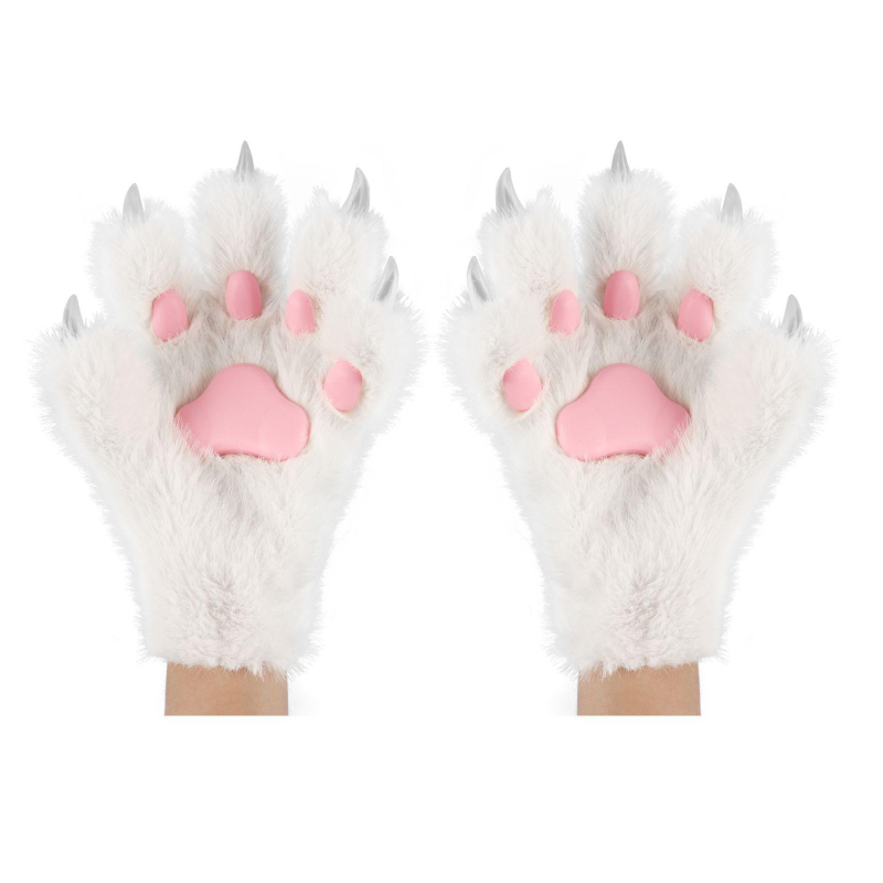 Piiriülesed Halloweeni plush-kassikäpa karusnahast kindad Cosplay koomiksinäituse kassikäpa rekvisiidid karusnahast loomakäpa käed