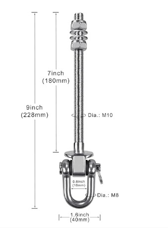 Кука за люлка от неръждаема стомана, тежкотоварна, подвижна, за хамак, хардуер за хамак с пясък, аксесоари за фиксиране на люлки