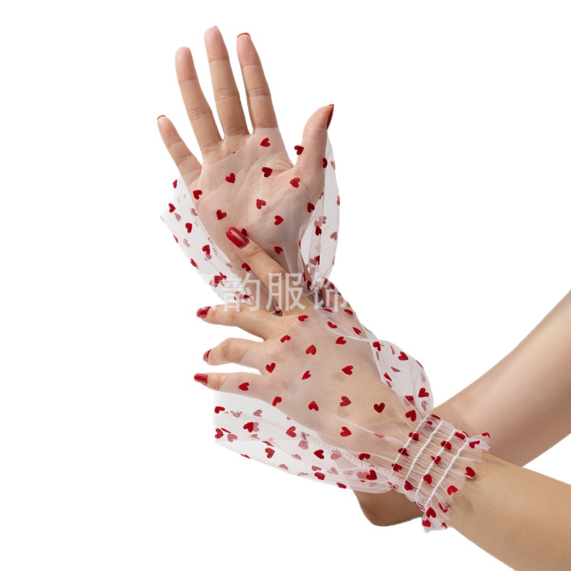 Piiriülesed Euroopa ja Ameerika enimmüüdud võrkkangast südamekujuliste täppidega varrukatega mansettide kaunistuste aksessuaaride disain, mitmekülgsed ja moodsad võltsmansetid