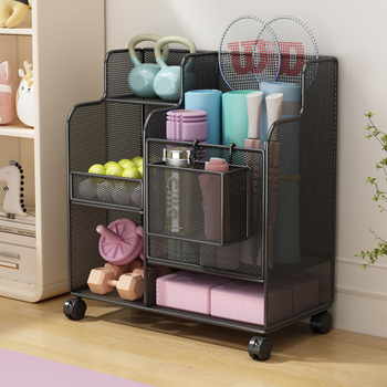 Καλάθι αποθήκευσης χαλακιού γιόγκα με ρόδες, ράφι αποθήκευσης εξοπλισμού γυμναστικής, ράφι αποθήκευσης άξονα αφρού μπάντμιντον οικιακού σάντουιτς