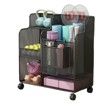 Καλάθι αποθήκευσης χαλακιού γιόγκα με ρόδες, ράφι αποθήκευσης εξοπλισμού γυμναστικής, ράφι αποθήκευσης άξονα αφρού μπάντμιντον οικιακού σάντουιτς