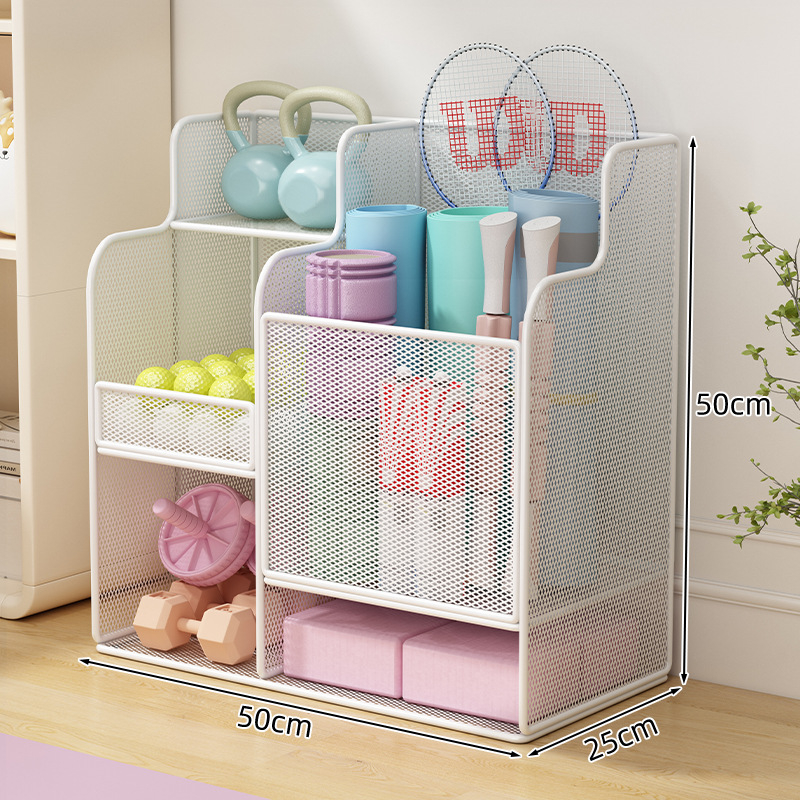 Jógaszőnyeg tároló kosár kerekekkel, fitneszfelszerelés tároló állvány, háztartási szendvics tollaslabda hab tengely tároló állvány