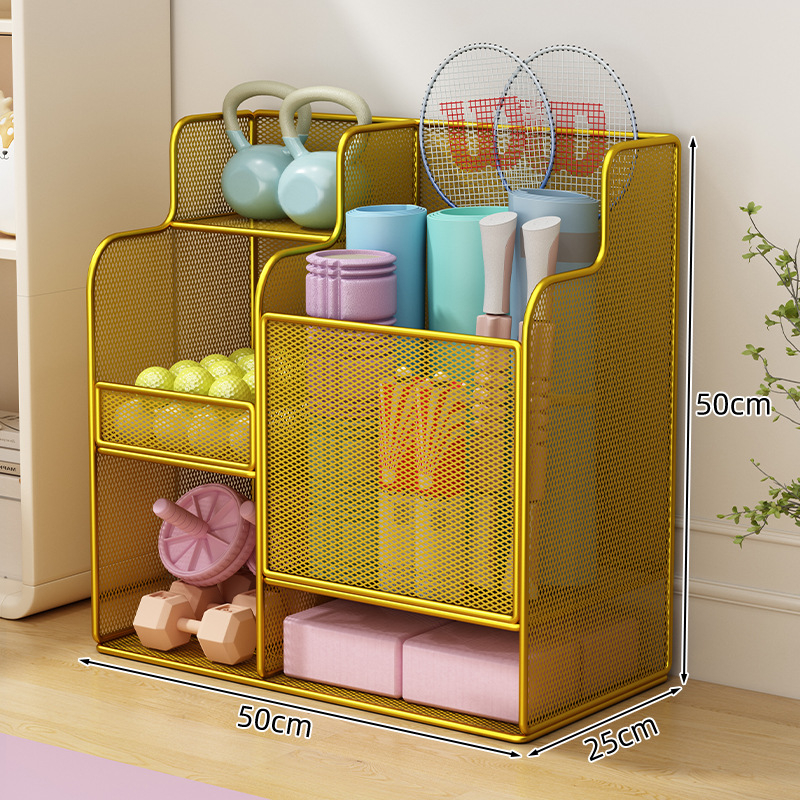 Jógaszőnyeg tároló kosár kerekekkel, fitneszfelszerelés tároló állvány, háztartási szendvics tollaslabda hab tengely tároló állvány