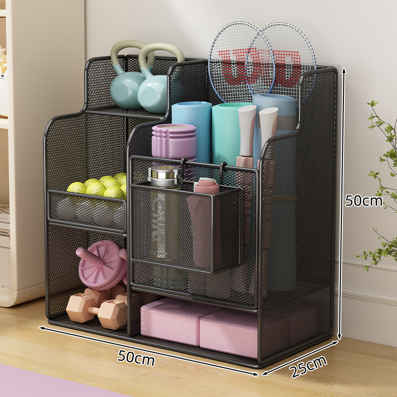 Jógaszőnyeg tároló kosár kerekekkel, fitneszfelszerelés tároló állvány, háztartási szendvics tollaslabda hab tengely tároló állvány