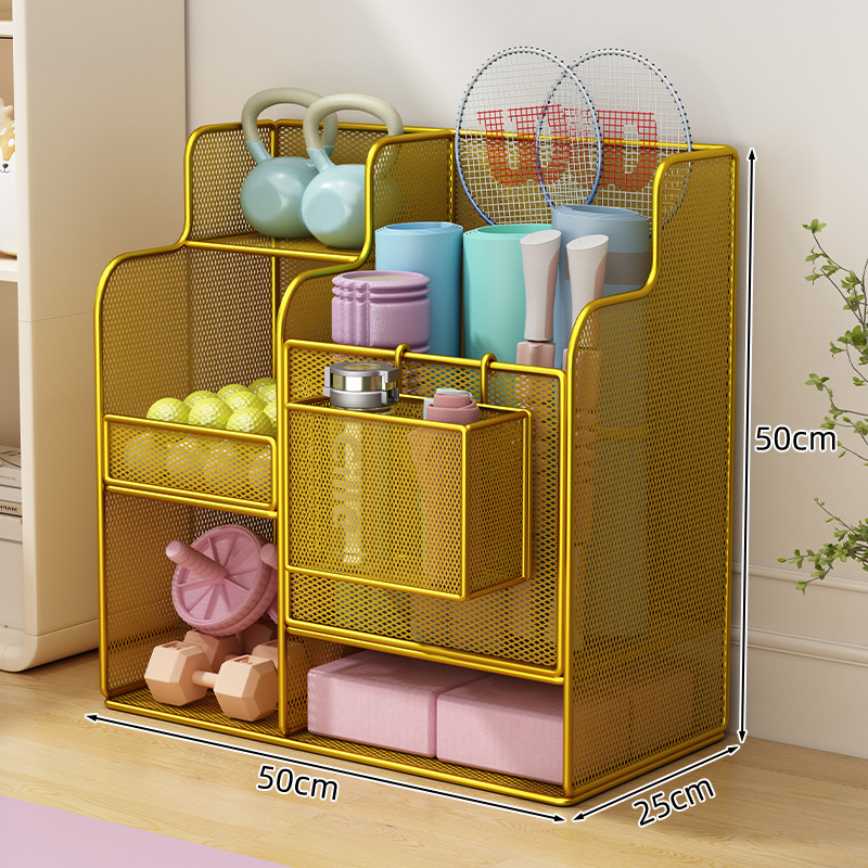 Jógaszőnyeg tároló kosár kerekekkel, fitneszfelszerelés tároló állvány, háztartási szendvics tollaslabda hab tengely tároló állvány