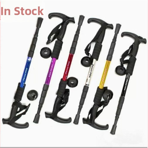 Reisitarbed Neljaosaline alumiiniumsulamist varikatuse kinnitus Lööke neelav ülikerge sirge käepide Kumer käepide Matkakepp Kargud Matkamiseks õues