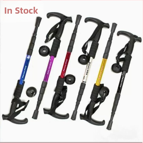 Reisitarbed Neljaosaline alumiiniumsulamist varikatuse kinnitus Lööke neelav ülikerge sirge käepide Kumer käepide Matkakepp Kargud Matkamiseks õues