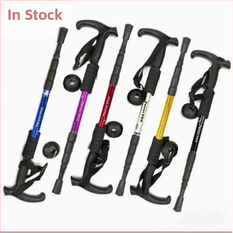 Reisitarbed Neljaosaline alumiiniumsulamist varikatuse kinnitus Lööke neelav ülikerge sirge käepide Kumer käepide Matkakepp Kargud Matkamiseks õues