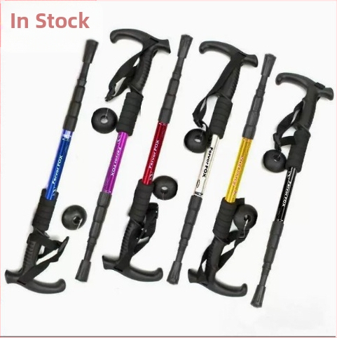 Reisitarbed Neljaosaline alumiiniumsulamist varikatuse kinnitus Lööke neelav ülikerge sirge käepide Kumer käepide Matkakepp Kargud Matkamiseks õues