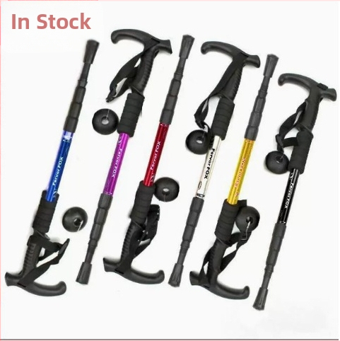 Reisitarbed Neljaosaline alumiiniumsulamist varikatuse kinnitus Lööke neelav ülikerge sirge käepide Kumer käepide Matkakepp Kargud Matkamiseks õues