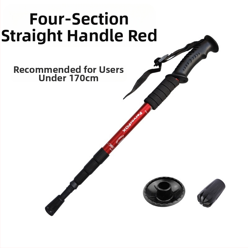 Reisitarbed Neljaosaline alumiiniumsulamist varikatuse kinnitus Lööke neelav ülikerge sirge käepide Kumer käepide Matkakepp Kargud Matkamiseks õues