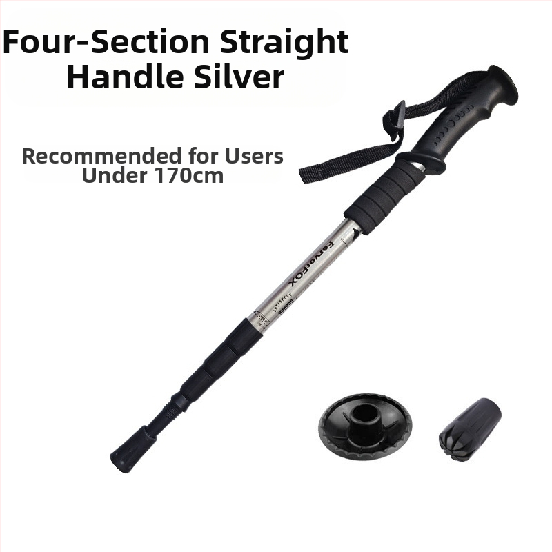 Reisitarbed Neljaosaline alumiiniumsulamist varikatuse kinnitus Lööke neelav ülikerge sirge käepide Kumer käepide Matkakepp Kargud Matkamiseks õues