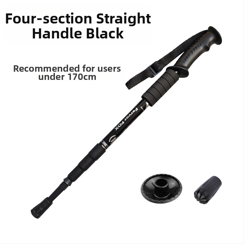 Reisitarbed Neljaosaline alumiiniumsulamist varikatuse kinnitus Lööke neelav ülikerge sirge käepide Kumer käepide Matkakepp Kargud Matkamiseks õues