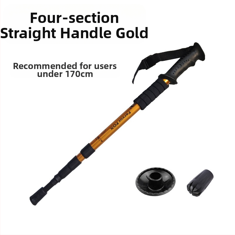 Reisitarbed Neljaosaline alumiiniumsulamist varikatuse kinnitus Lööke neelav ülikerge sirge käepide Kumer käepide Matkakepp Kargud Matkamiseks õues