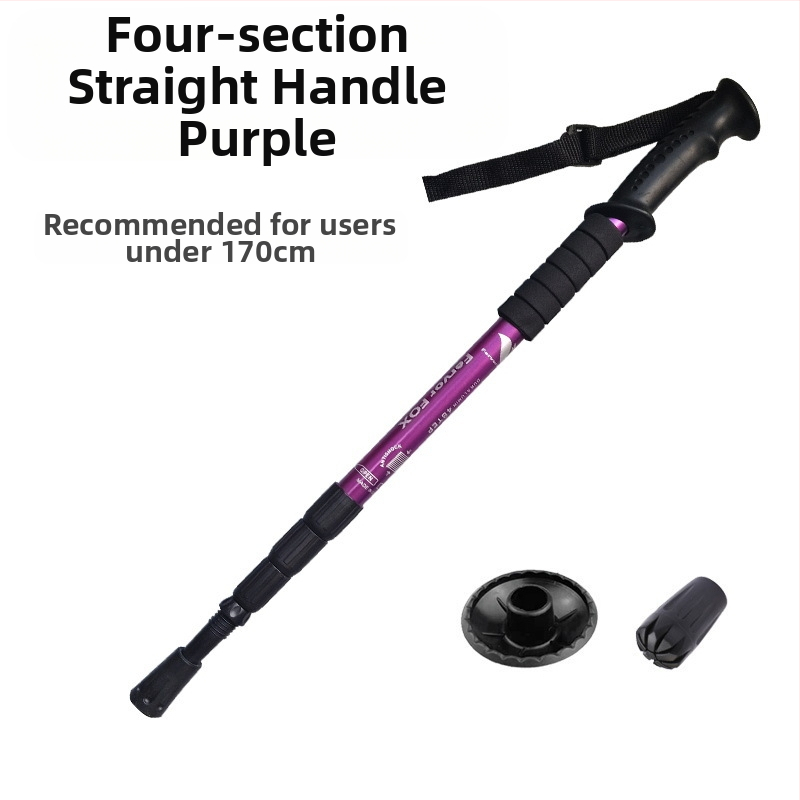 Reisitarbed Neljaosaline alumiiniumsulamist varikatuse kinnitus Lööke neelav ülikerge sirge käepide Kumer käepide Matkakepp Kargud Matkamiseks õues